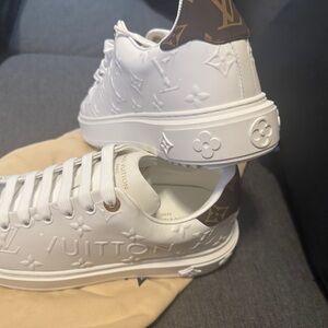 Louis Vuitton Time Out White and Brown Embossed Sneakers